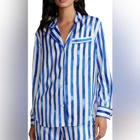 Ralph Lauren Tops - Ralph Lauren Striped pajama style shirt size small